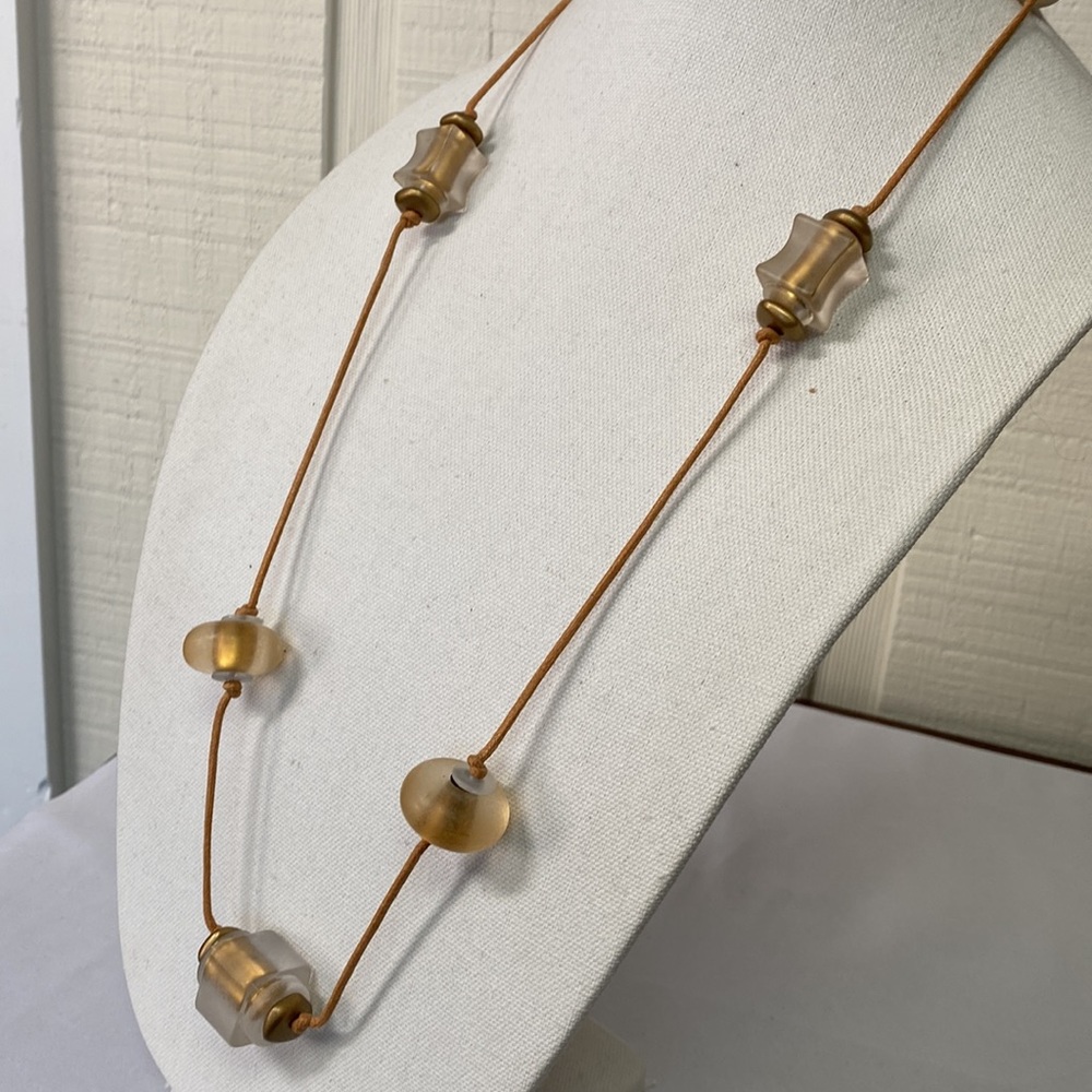 Funky chunky frosted bead braided cord necklace - Picture 3 of 4